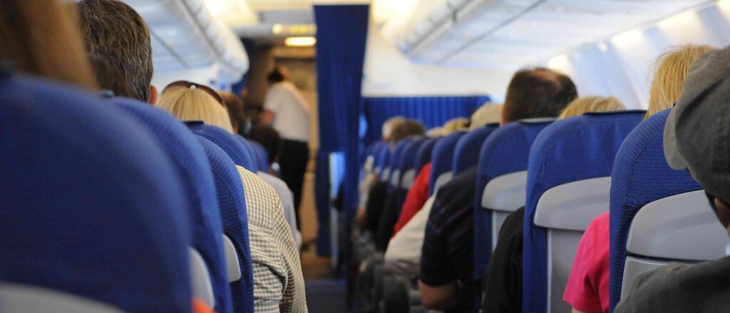 Flying people sitting public transportation