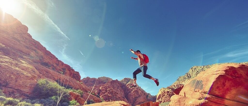 Man person jumping desert large